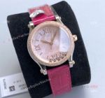 Swiss Replica Chopard Happy Diamonds Ladies Watch With Rose Gold Diamond Bezel